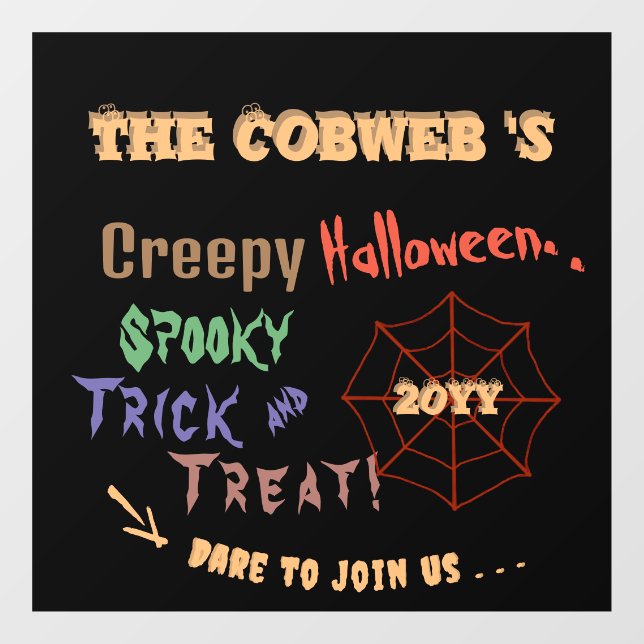 Personalised Creepy Colourful Halloween Spider Web (Sheet)