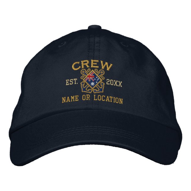Personalised Crew Nautical Australia Embroidery Embroidered Hat (Front)