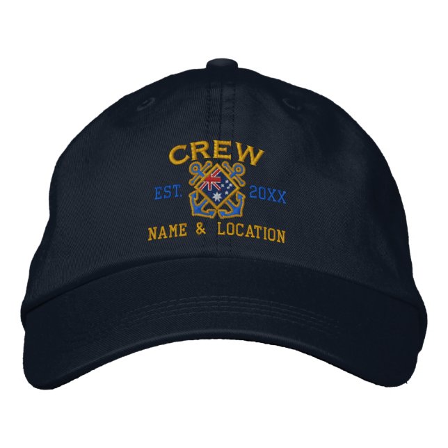 Personalised Crew Nautical Australia Embroidery Embroidered Hat (Front)