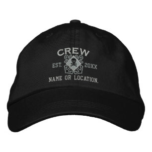 Personalised Crew Nautical Crossbones Skull Embroidered Hat