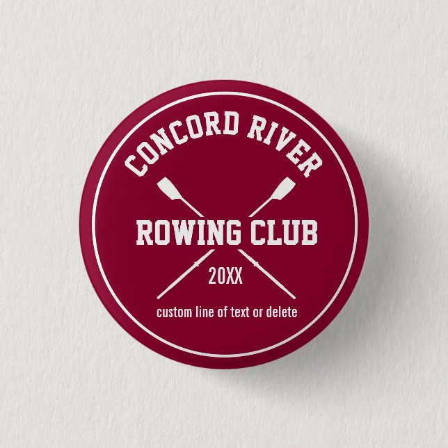 Personalised Crew Rowing Logo Oars Team Name Year 3 Cm Round Badge (Front)