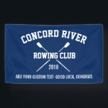 Personalised Crew Rowing Logo Oars Team Name Year Banner<br><div class="desc">Personalised Crew Rowing team gifts featuring crossed oars and 3 lines of custom text. Add your club name, year and extra line of custom text (coach's name, rower's name, event, etc.) Easily change the background colour to match your club's colours - just click on "customise it" and then the small...</div>