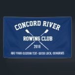 Personalised Crew Rowing Logo Oars Team Name Year Banner<br><div class="desc">Personalised Crew Rowing team gifts featuring crossed oars and 3 lines of custom text. Add your club name, year and extra line of custom text (coach's name, rower's name, event, etc.) Easily change the background colour to match your club's colours - just click on "customise it" and then the small...</div>