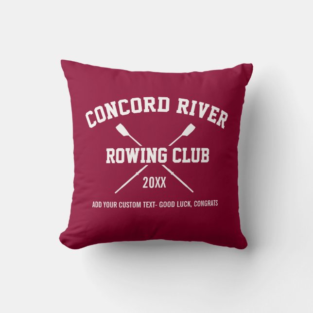Personalised Crew Rowing Logo Oars Team Name Year Cushion (Front)