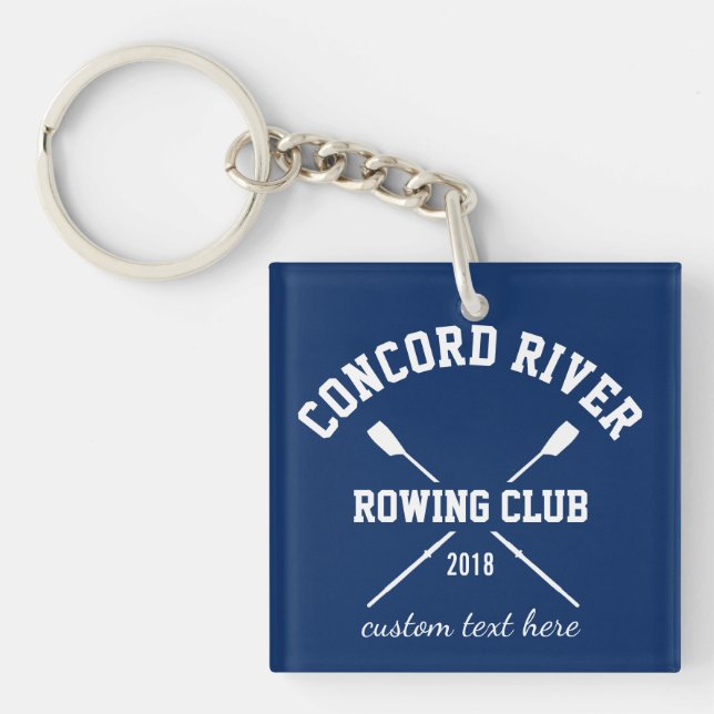 Personalised Crew Rowing Logo Oars Team Name Year Key Ring (Front)