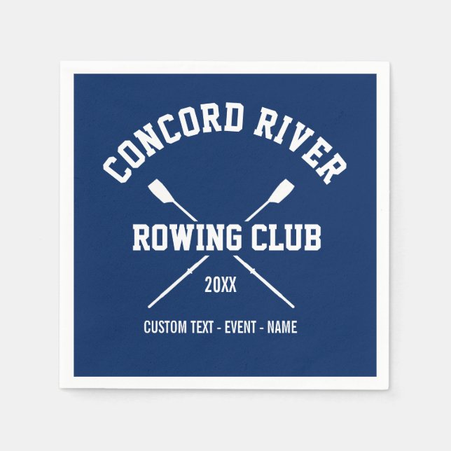 Personalised Crew Rowing Logo Oars Team Name Year Napkin (Front)