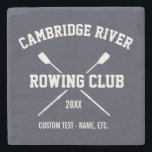 Personalised Crew Rowing Logo Oars Team Name Year Stone Coaster<br><div class="desc">Personalised Crew Rowing team design featuring crossed oars and your custom text. Add your club name, year and extra line of custom text (coach's name, rower's name, event, etc.) ON some items you can change the background colour by clicking on "customise it" and then the small eye dropper. Makes a...</div>