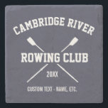 Personalised Crew Rowing Logo Oars Team Name Year Stone Coaster<br><div class="desc">Personalised Crew Rowing team design featuring crossed oars and your custom text. Add your club name, year and extra line of custom text (coach's name, rower's name, event, etc.) ON some items you can change the background colour by clicking on "customise it" and then the small eye dropper. Makes a...</div>