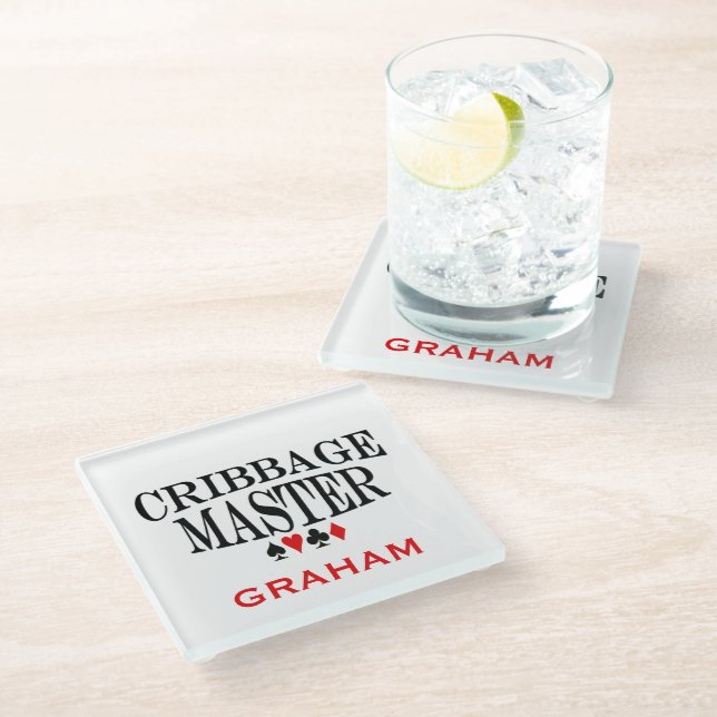 Personalised Cribbage Master Glass Coaster (Angled)