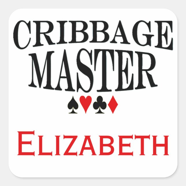Personalised Cribbage Master Square Sticker (Front)