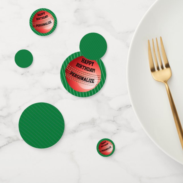 Personalised Cricket Ball Happy Birthday Confetti (Group)