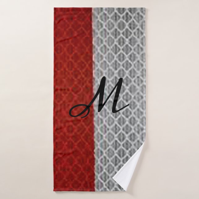 Personalised “Crimson and Grey “  Bath Towel Set (Bath Towel)
