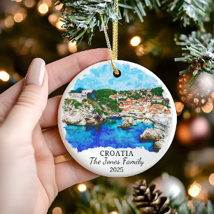 Personalised Croatia Ornament, Croatia Gift Ceramic Ornament