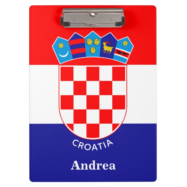 Personalised Croatian Flag With Name Clipboard (Front)