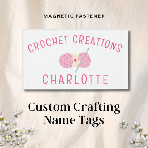 Personalised Crochet Business Yarn & Hook Name Tag