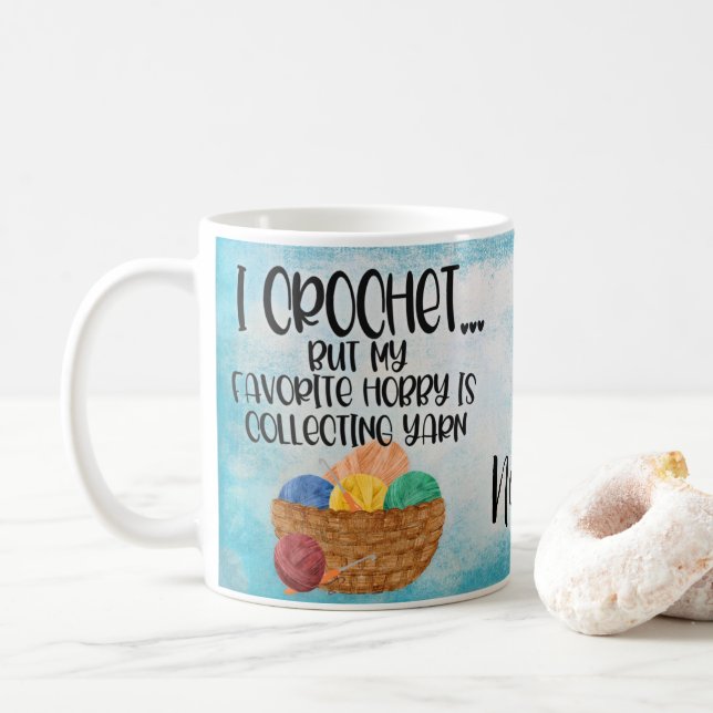 Personalised Crochet Yarn Design Coffee Mug Cup (With Donut)