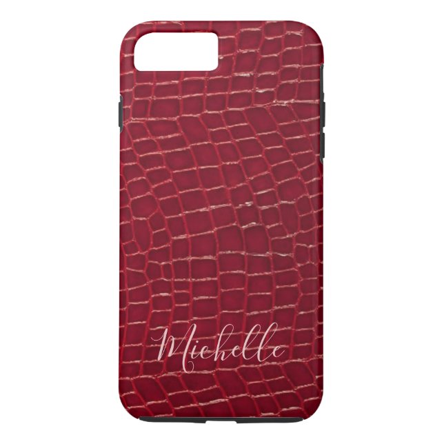 Personalised Crocodile Print Phone Case Red (Back)