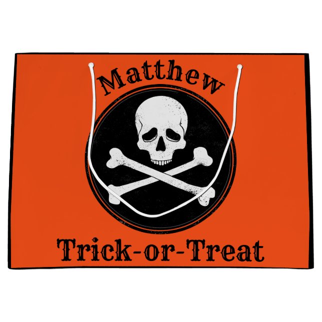 Personalised Cross Bones Halloween Bag (Front)