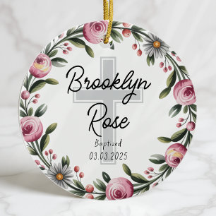 Personalised Cross Christening Baptism Favour Ceramic Ornament