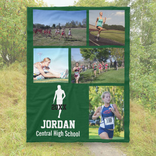 Personalised Cross Country Running Photo Collage Fleece Blanket