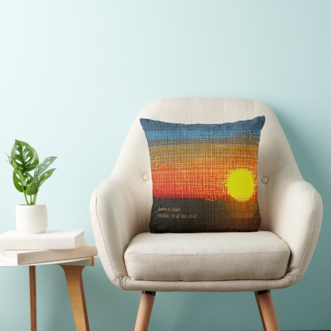 Personalised Cross-stitch Art Sunset  Cushion (Chair)
