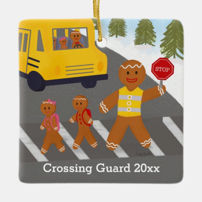Personalised Crossing Guard Bus Driver Christmas Ceramic Ornament (Front)