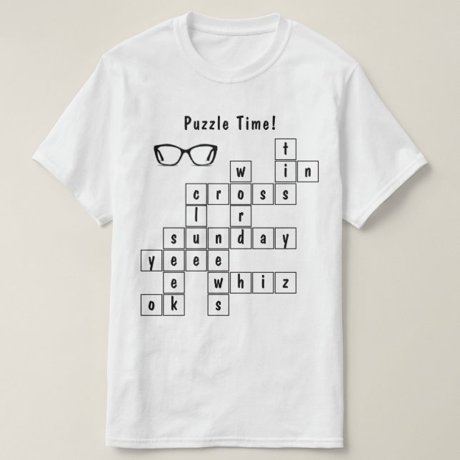 Personalised Crossword Puzzle Black and White  T-Shirt (Design Front)