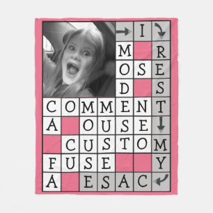 Personalised Crossword with Custom Text and Photo Fleece Blanket