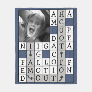 Personalised Crossword with Custom Text and Photo Fleece Blanket