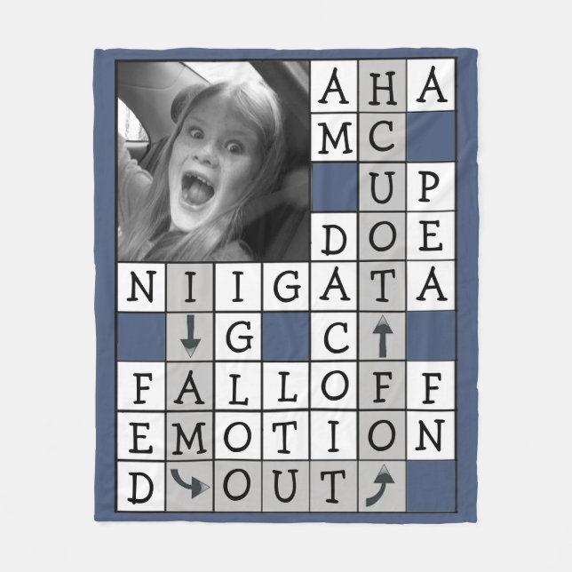 Personalised Crossword with Custom Text and Photo Fleece Blanket (Front)