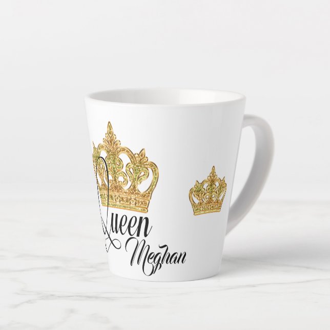 Personalised Crown Queen Latte Mug (Right Angle)