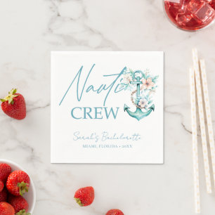 Personalised Cruise Bachelorette Party Nauti Crew Napkin