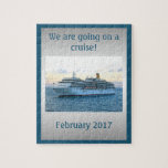 Personalised Cruise Surprise Jigsaw Puzzle<br><div class="desc">Surprise!
A fun and unique way to break the news or a big surprise to family and loved ones that
"we are going on a cruise"
Personalise with the date.</div>