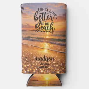Personalised Cruise Vacation Name cosy beach Seltzer Can Cooler