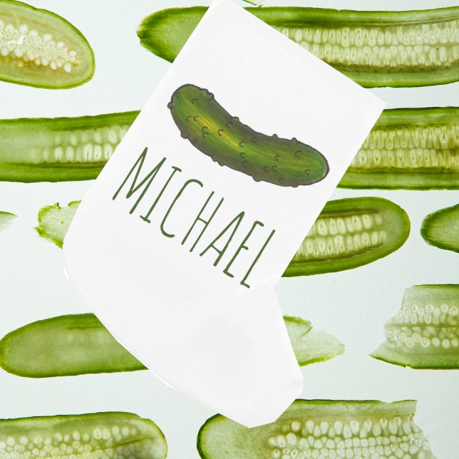 Personalised Crunchy Green Dill Sour Pickle Foodie Small Christmas Stocking (Pickle stocking)