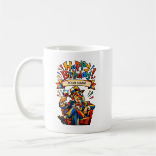 Personalised Cubist Birthday Card for Men Coffee Mug