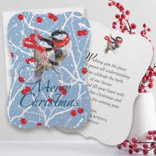 Personalised Cuddling Chickadees Christmas Card