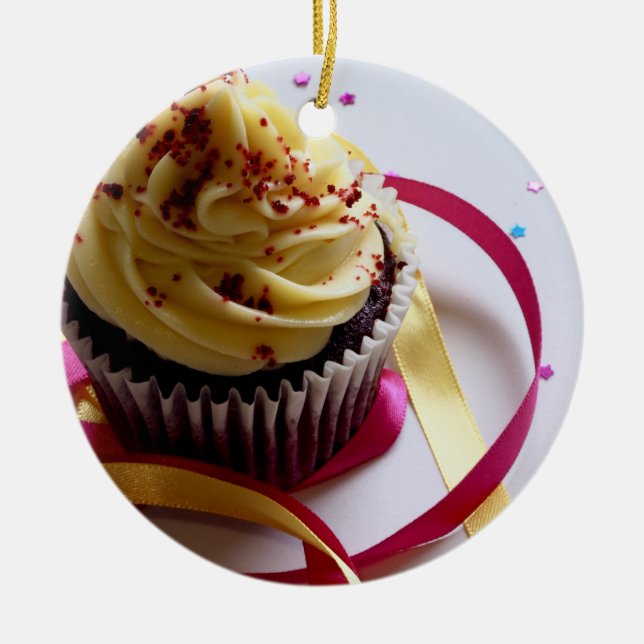 Personalised cupcake ceramic ornament (Front)