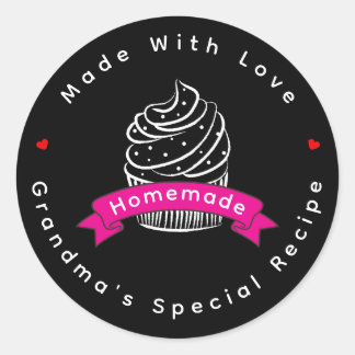 Personalised Cupcake Homemade Made With Love Classic Round Sticker