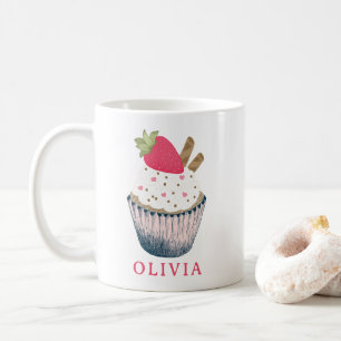 Personalised Cupcake Mug – Cute Pink Birthday Gift