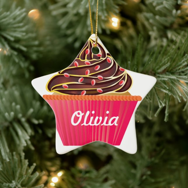 Personalised Cupcake Sprinkles Ceramic Ornament (Tree)