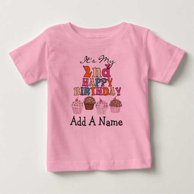 Personalised Cupcakes 2nd Birthday Tshirt (Front)