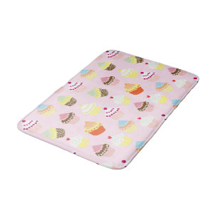 PERSONALISED CUPCAKES PINK PATTERN BATH MAT