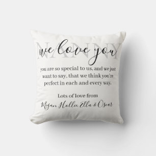 Personalised cushion from grandchildren to nanny