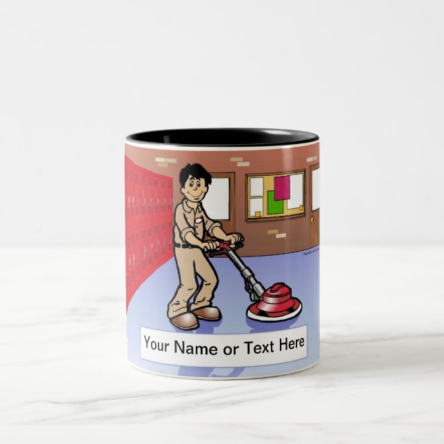 Personalised Custodian - Male Cartoon Two-Tone Coffee Mug (Center)