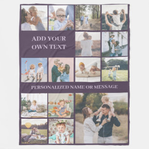 Personalised Custom 15 Photo Collage Fleece Blanket