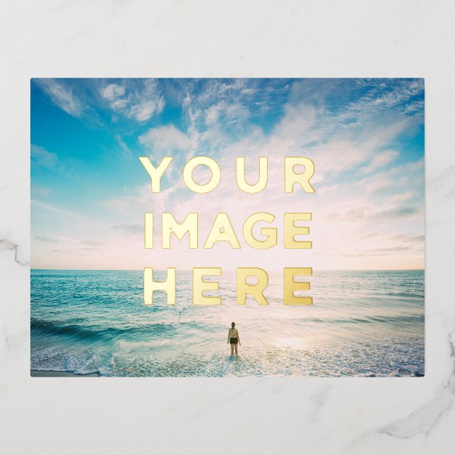 Personalised Custom 2 Photo Foil Holiday Postcard (Front)