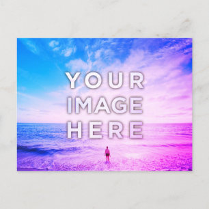 Personalised Custom 2 Photo Purple Retrowave Postcard