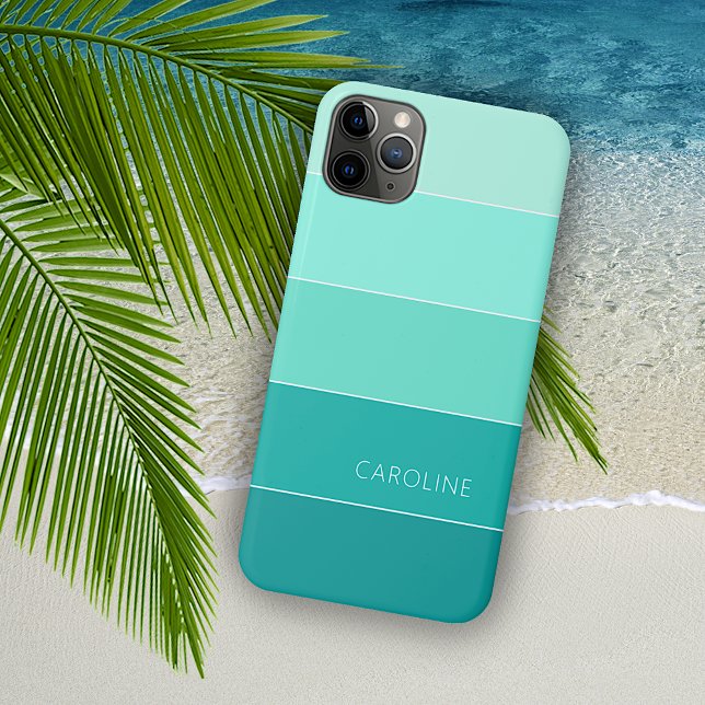 Personalised Custom Aqua Turquoise Green Stripes Case-Mate iPhone Case (Creator Uploaded)