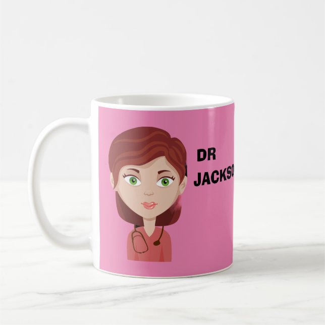Personalised  custom avatar doctor's day coffee mu mug (Left)